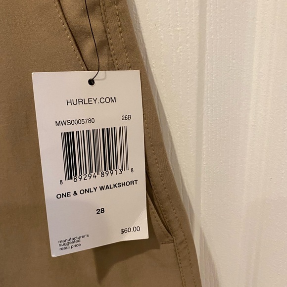 HURLEY Men’s 29 Waist Tan Dress Shorts NWT - Picture 2 of 3